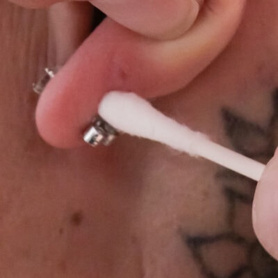 cotton bud on ear